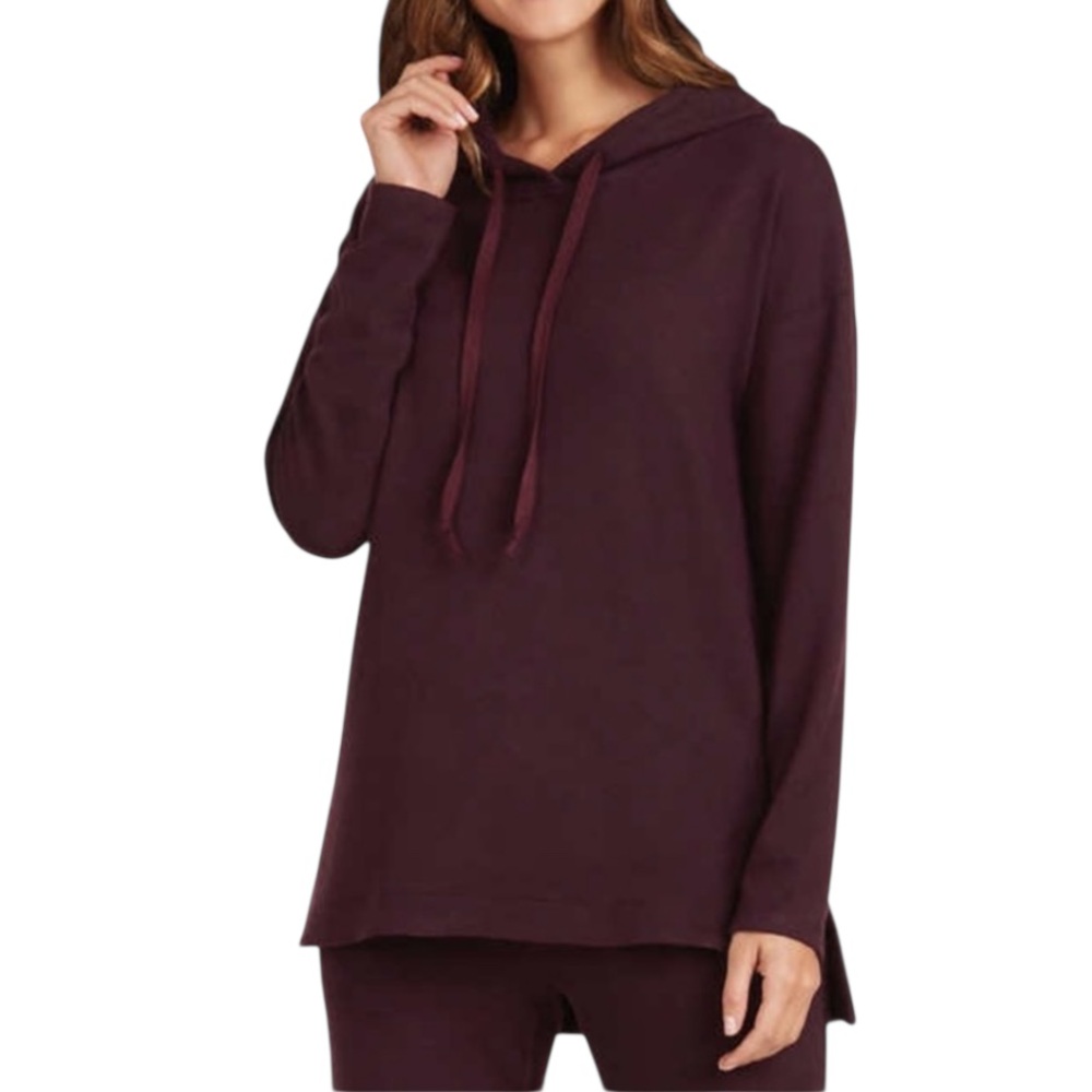 Max & Mia Women’s Egg Plant Plum Purple Pullover Stretch Tunic Knit Hoodie XXL